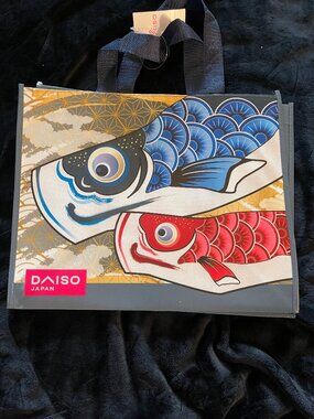 Daiso Koi Fish Tote – Japanese Art Reusable Bag